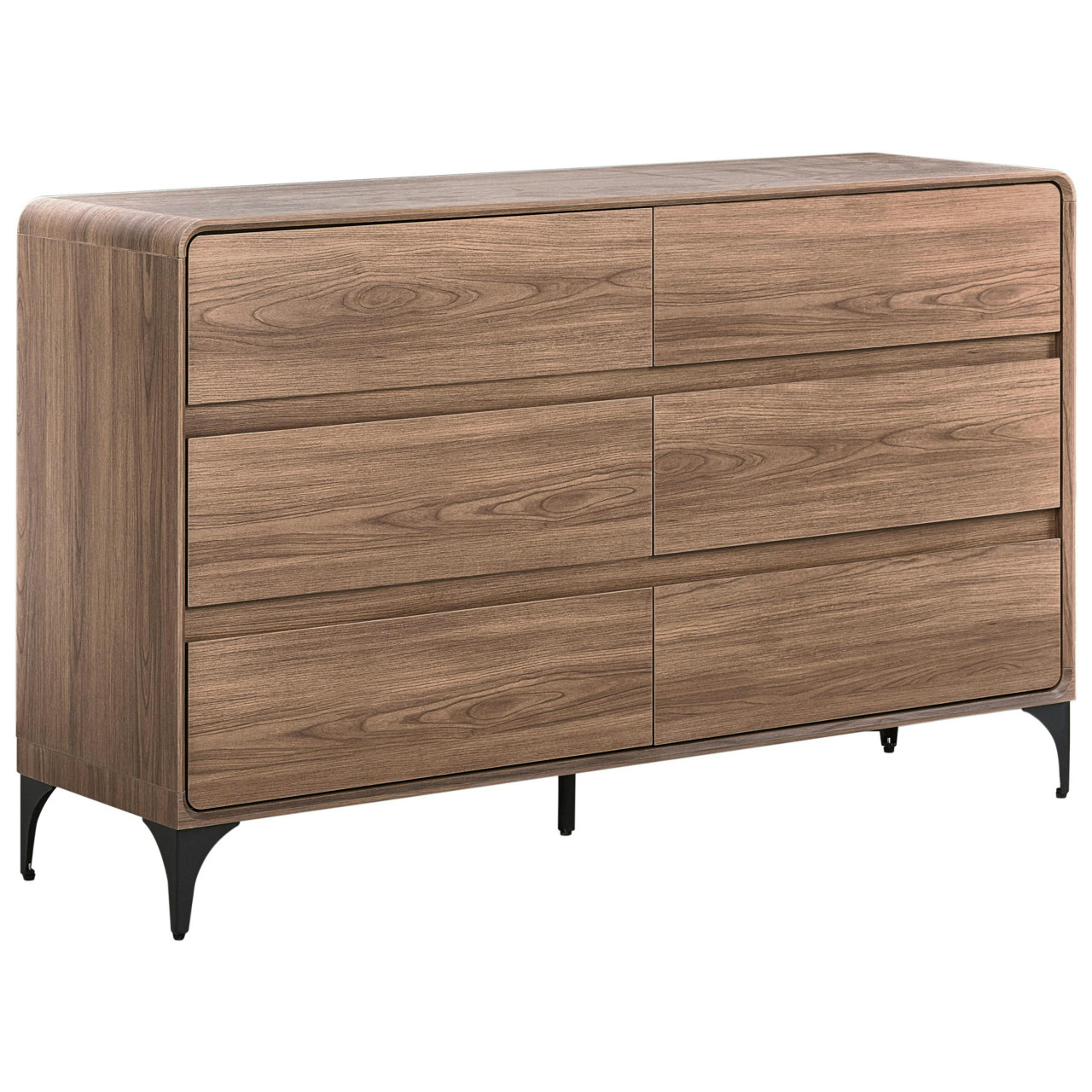 Cómoda de 6 gavetas com efeito de madeira BELIANI Cowell de MDF Castanho 140x40x85