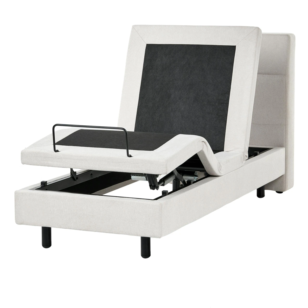 Cama ajustável Tecido DUKE III 80 x 200 cm Creme claro