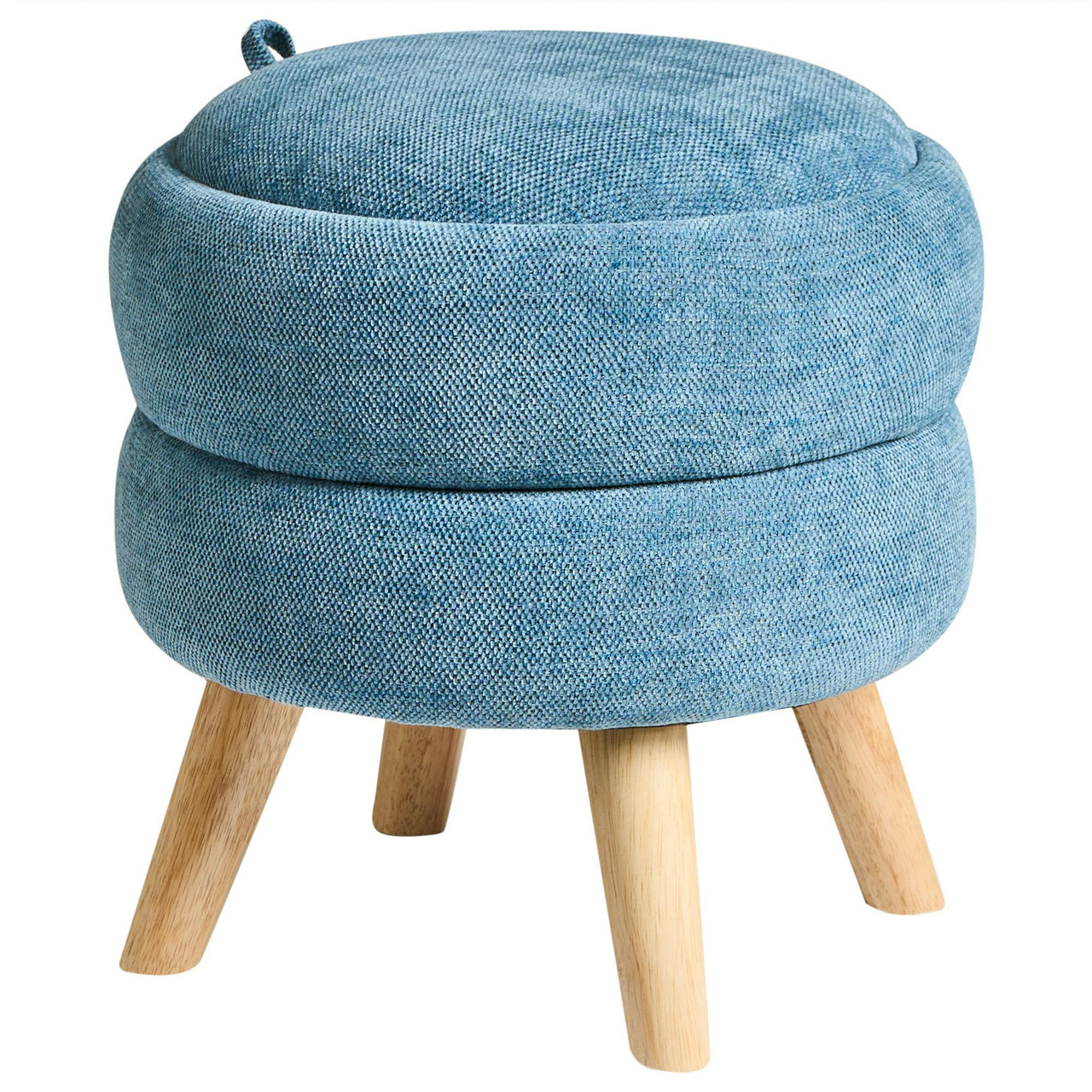 Puf com arrumação Hawley em chenille azul