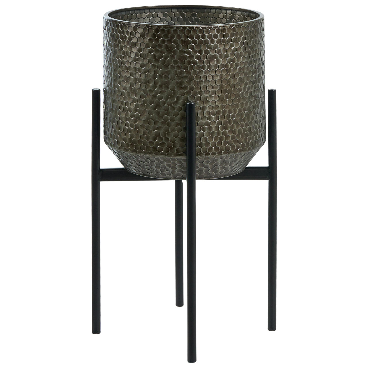 Vaso alto para plantas BELIANI Aldovandra de Ferro Preto 35x35x62