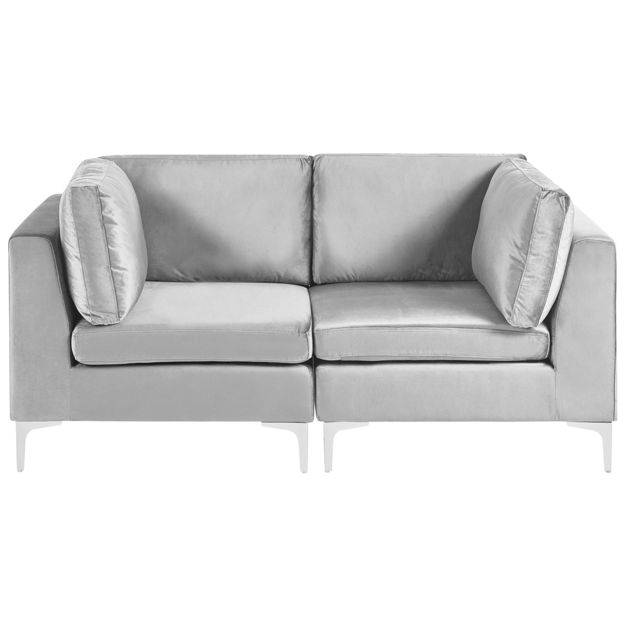 Sofá modular de 2 peças BELIANI Evja de Veludo Cinzento 170x85x84