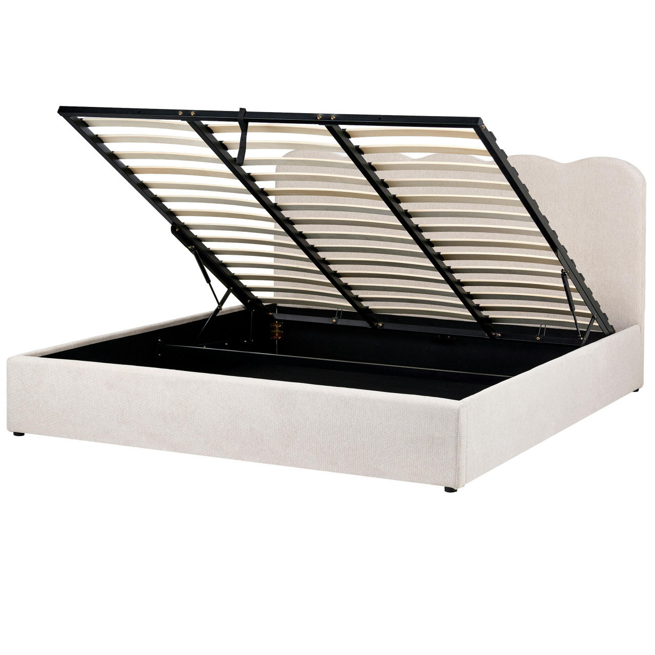 Cama de casal BELIANI Nanterre de Tecido Creme 180x200