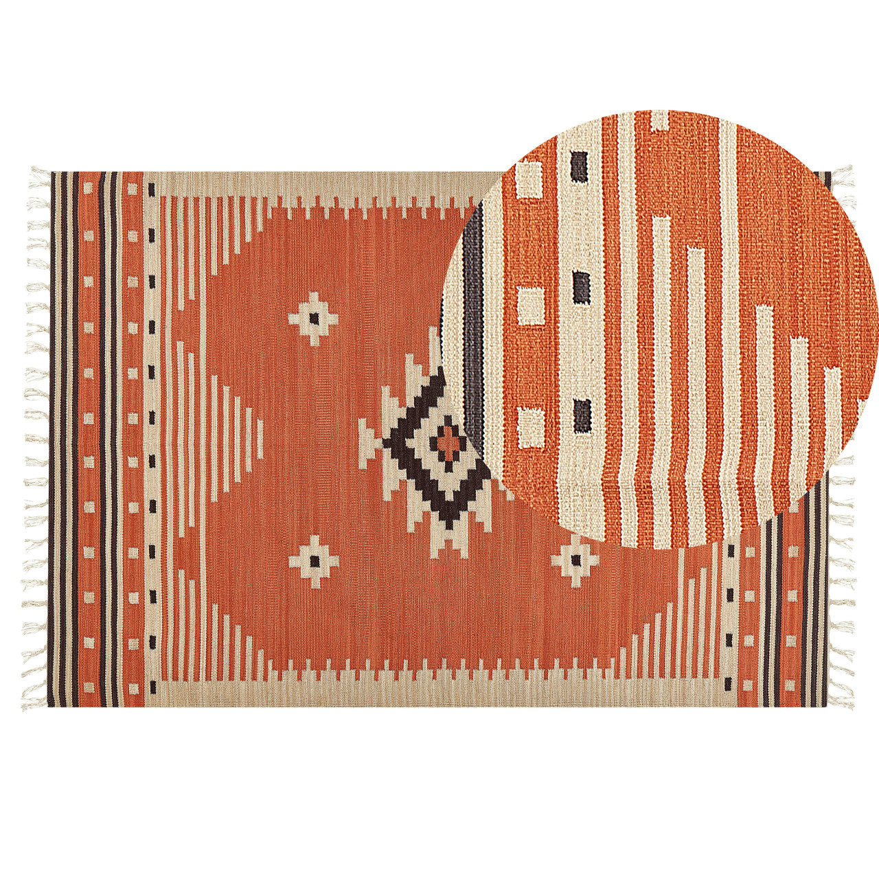 Tapete Kilim Gavar em Algodão Laranja