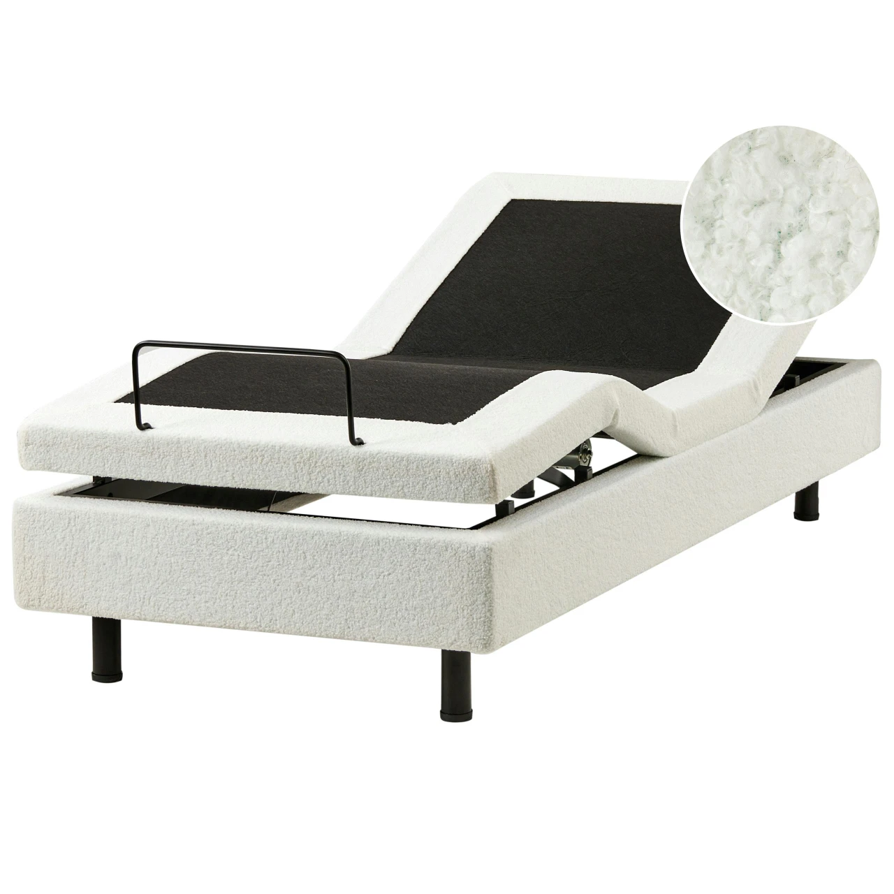 Cama ajustável sem cabeceira Bouclé DUKE 80 x 200 cm Branco creme