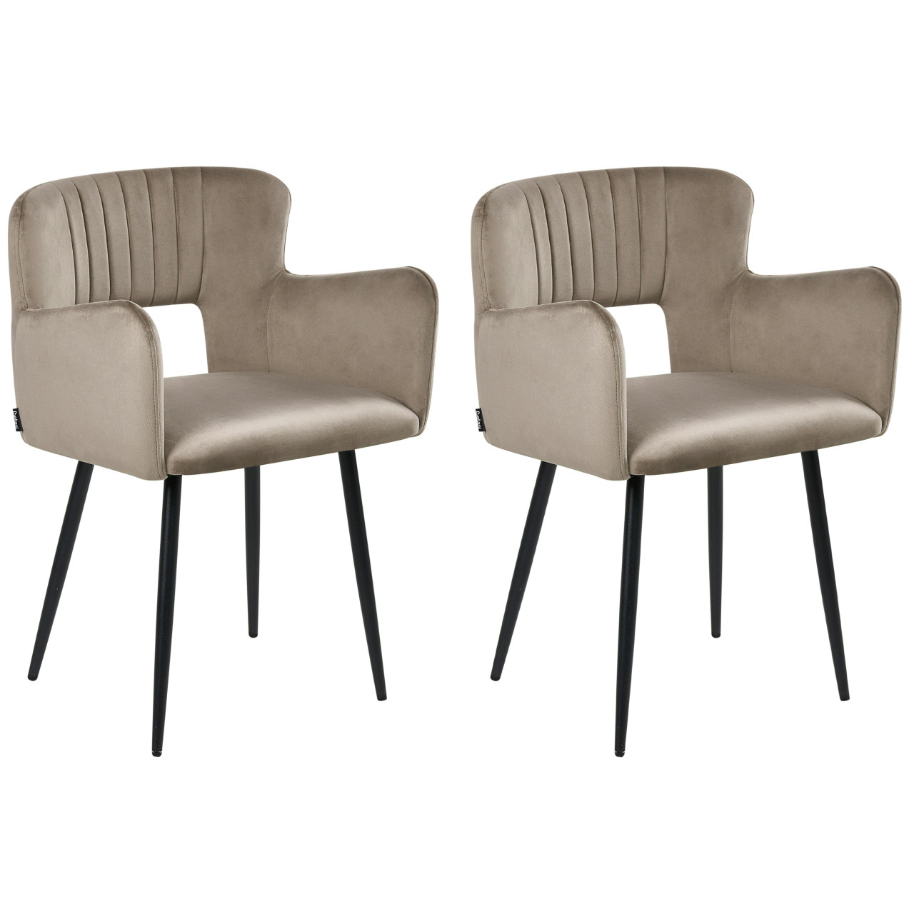 Conjunto de 2 cadeiras de jantar SANILAC Veludo Taupe