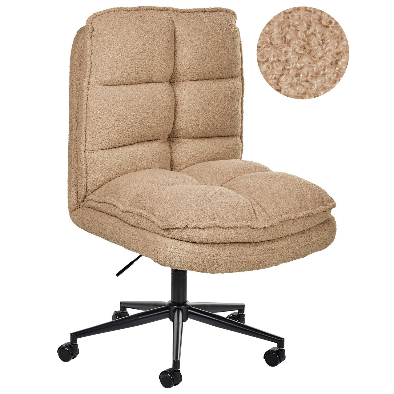 Cadeira de escritório BELIANI Addison de Bouclé Creme 56x56x106