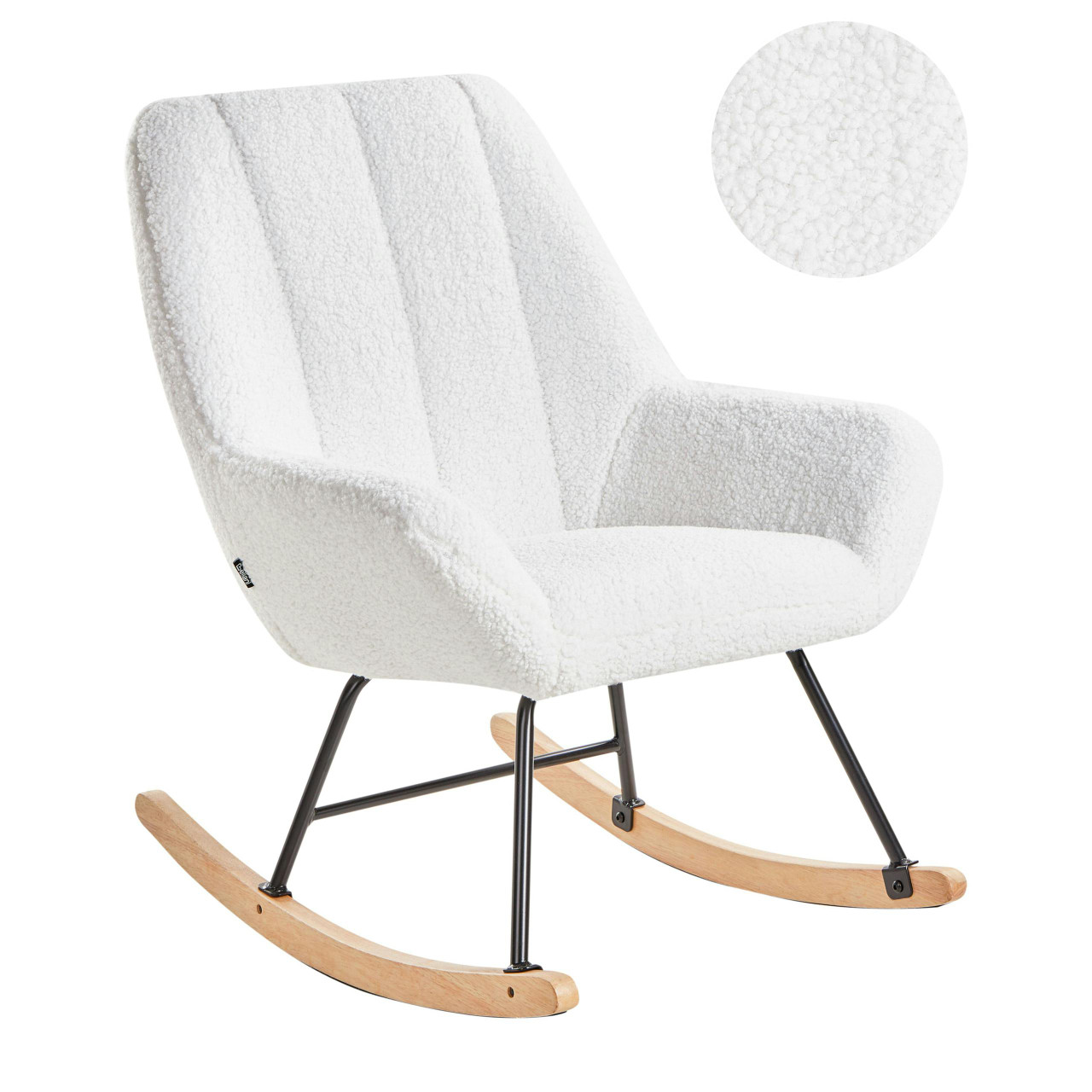 Sillón mecedora Kinno bouclé branco crema
