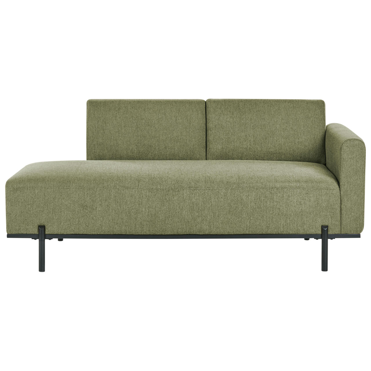 Chaise longue Savasse em linho sintético verde com pernas de metal