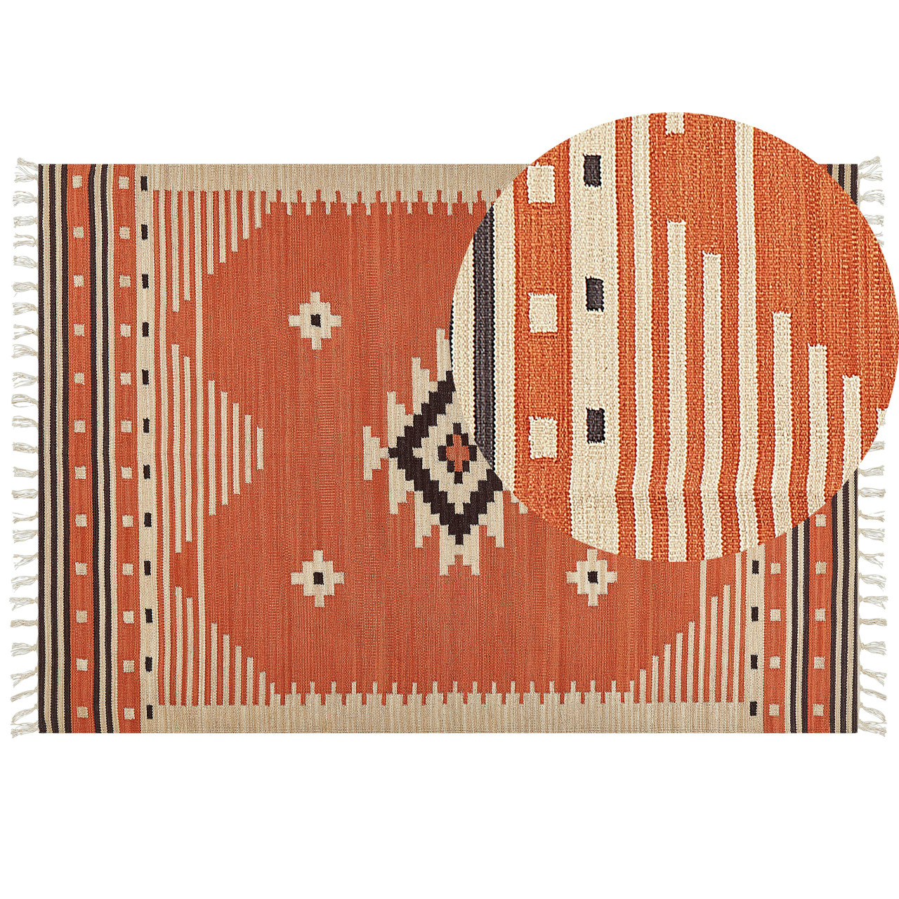 Tapete kilim Gavar em algodão laranja