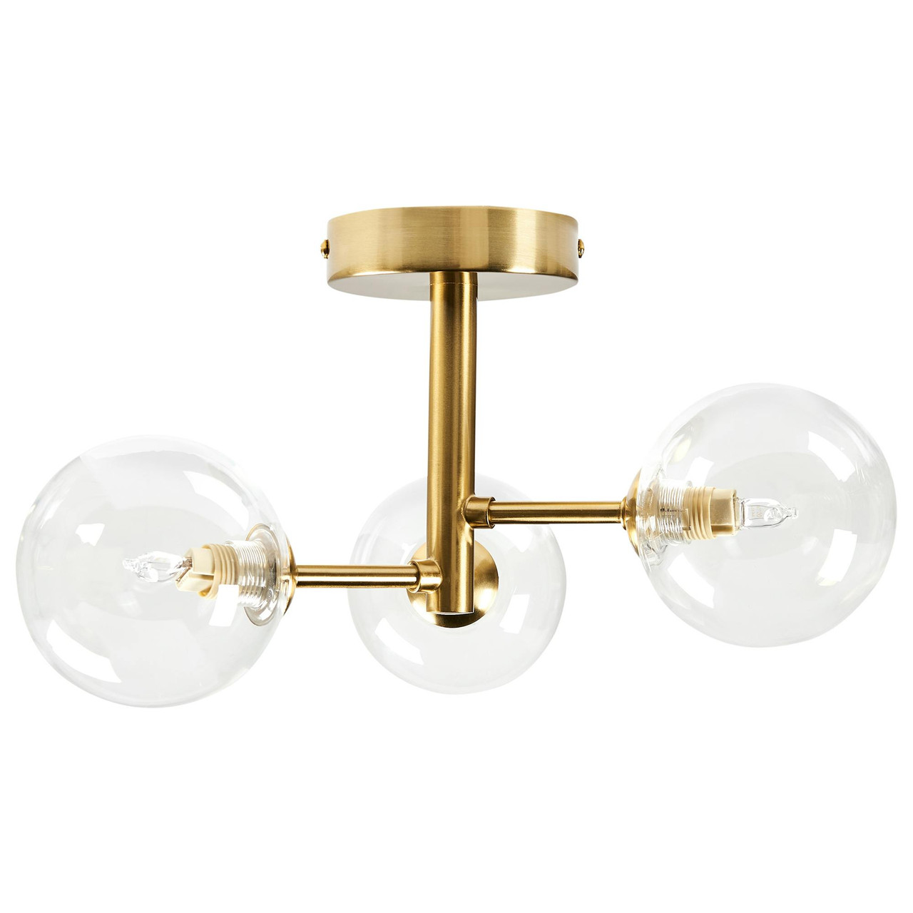 Candeeiro de teto com globos de vidro Maricao, estrutura em ferro bronze