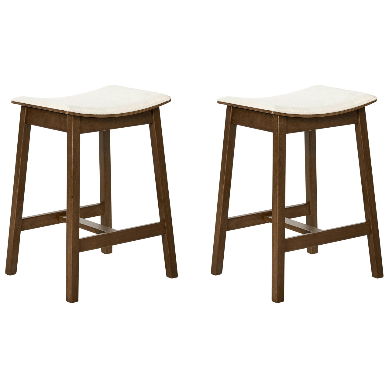 Conjunto de 2 bancos de bar DIXON Madeira Branco-creme/Castanho escuro