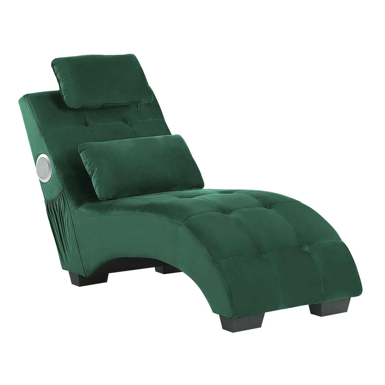 Chaise-longue Simorre em Veludo Verde com Bluetooth e USB