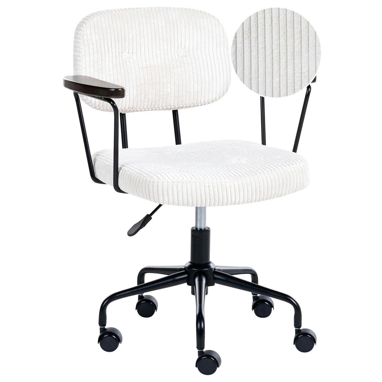 Cadeira home office BELIANI Algerita de Bombazine Branco 62x62x87