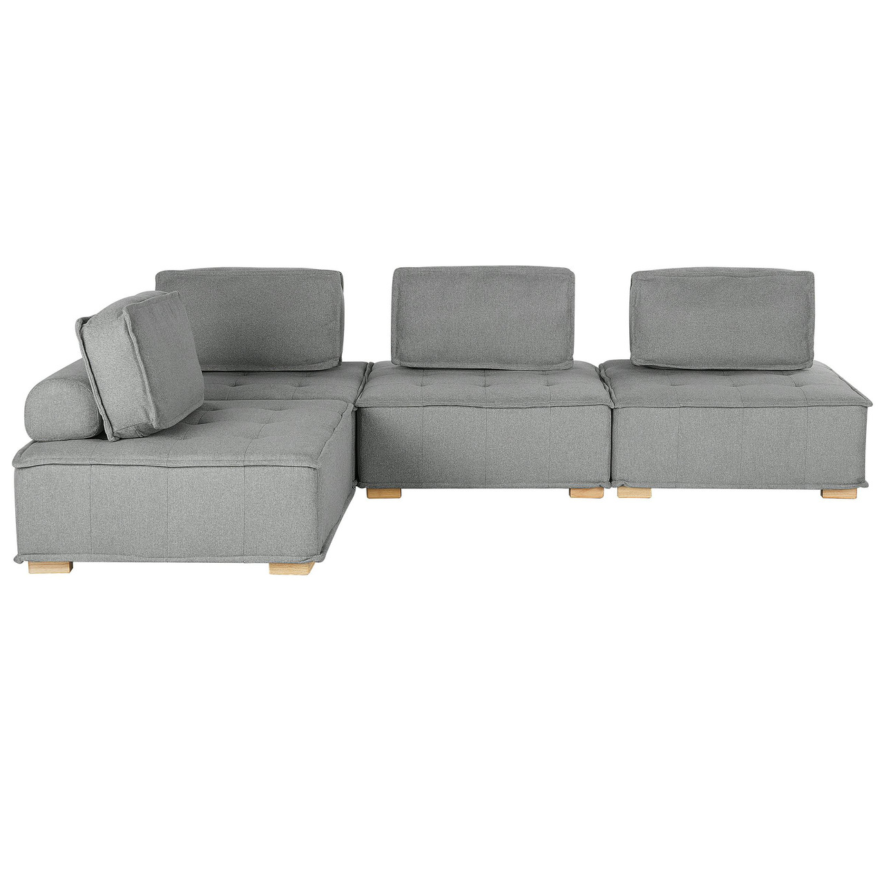 Sofá modular em L Tibro de tecido cinzento