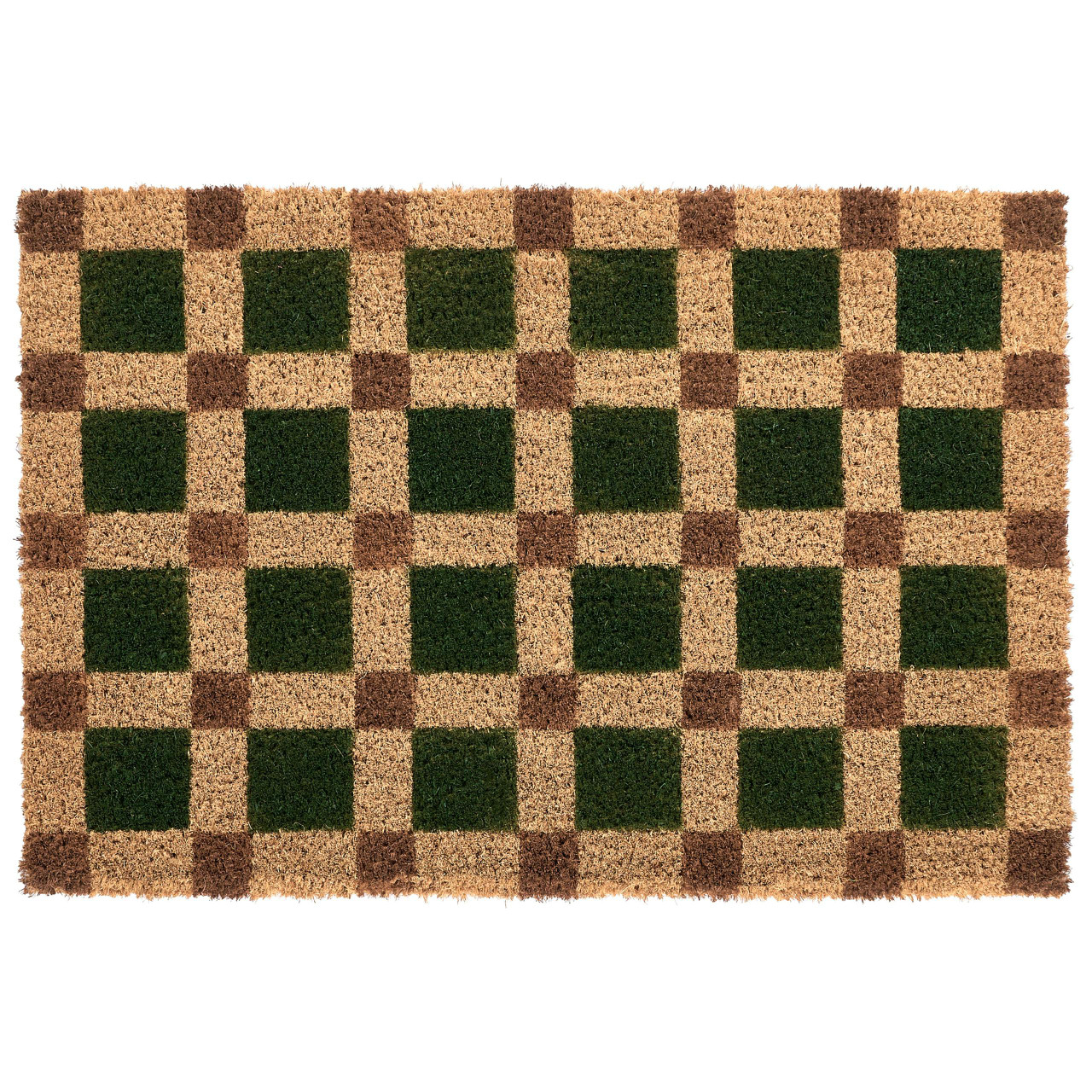 Tapete de entrada VILLASIS Creme/Verde 60 x 90 cm Fibra de coco