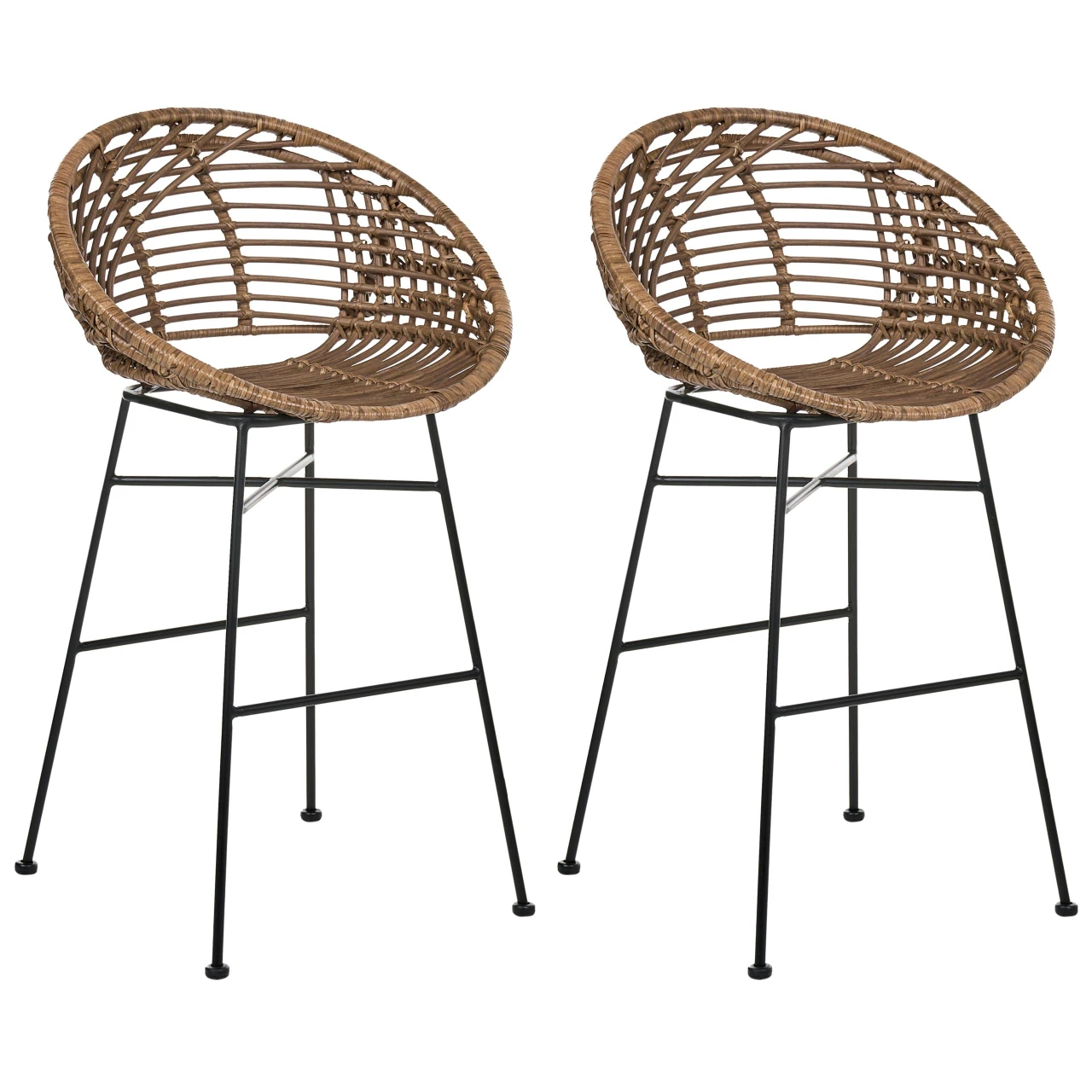 Conjunto de 2 bancos de bar BELIANI Windom de Rattan Castanho 56x51x95