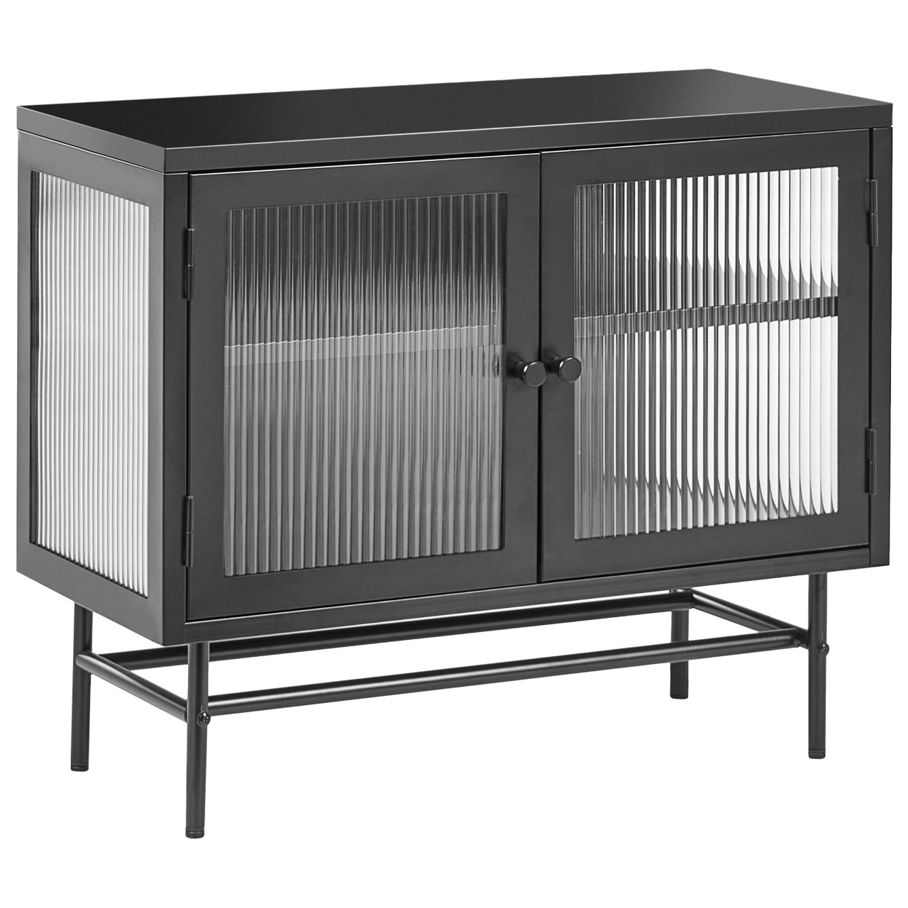 Aparador de 2 portas com design industrial BELIANI Devon de Aço Preto 77x35x64