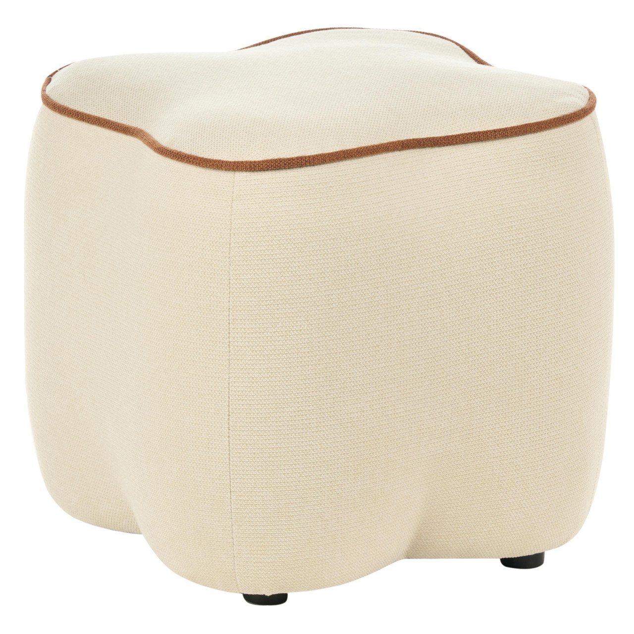 Pufe BELIANI Juno de Tecido Creme 35x35x38