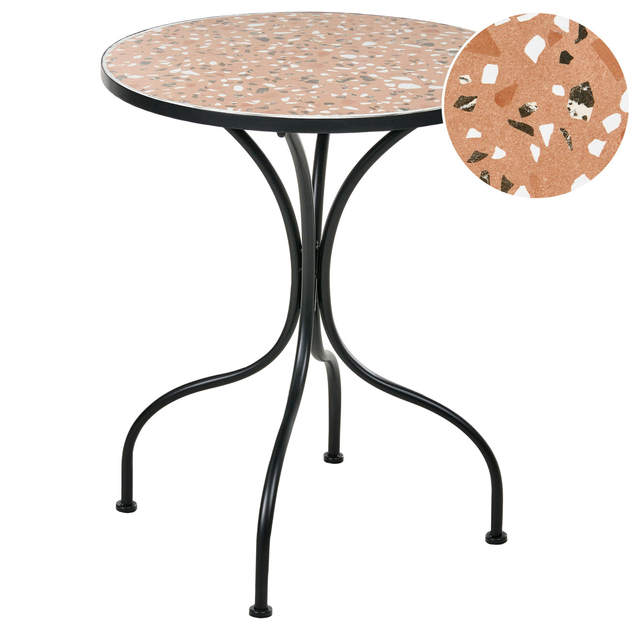 Mesa bistrô ADRANO 60 cm 60 cm Efeito de terrazo Metal Preto