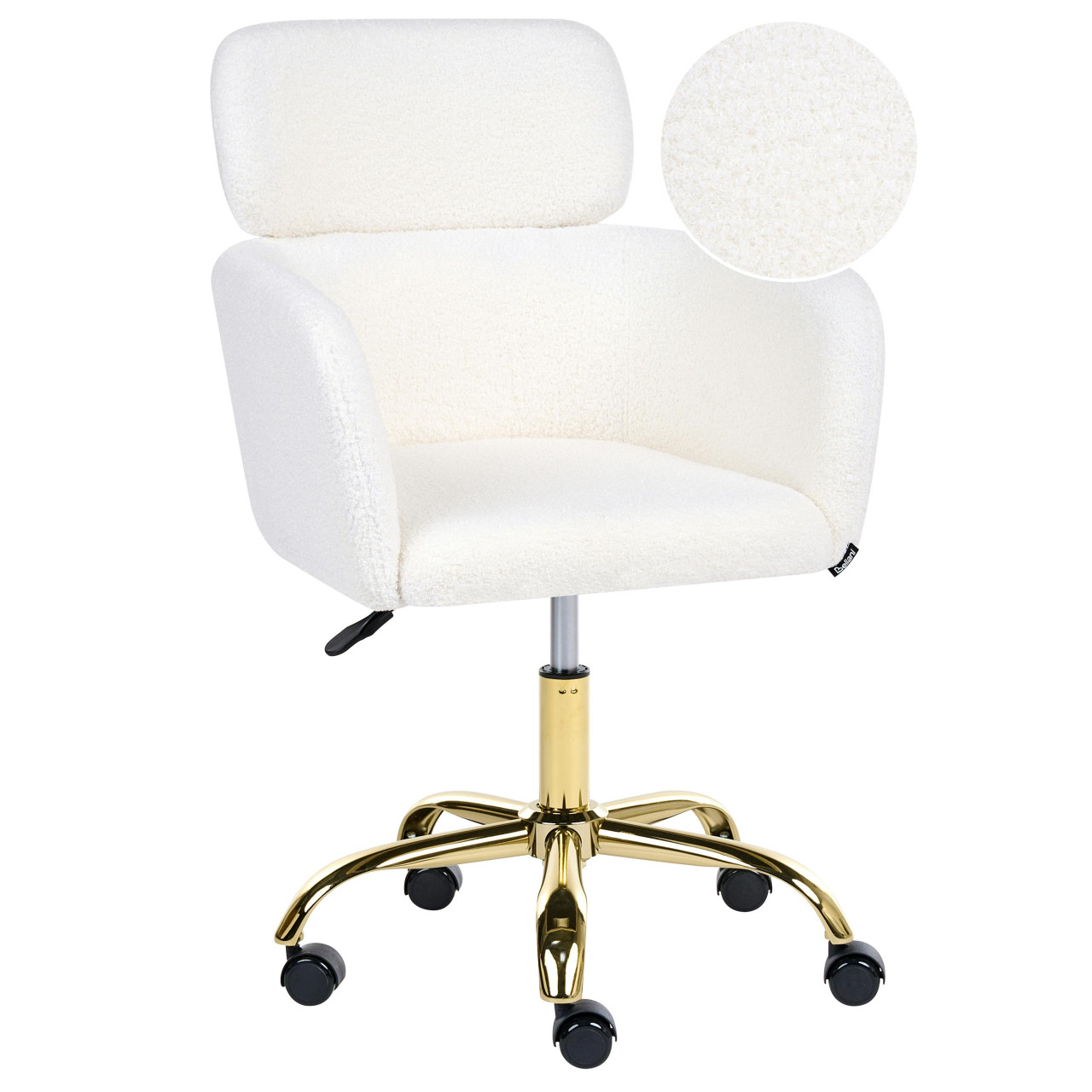Cadeira home office BELIANI Alena de Bouclé Branco 60x60x94