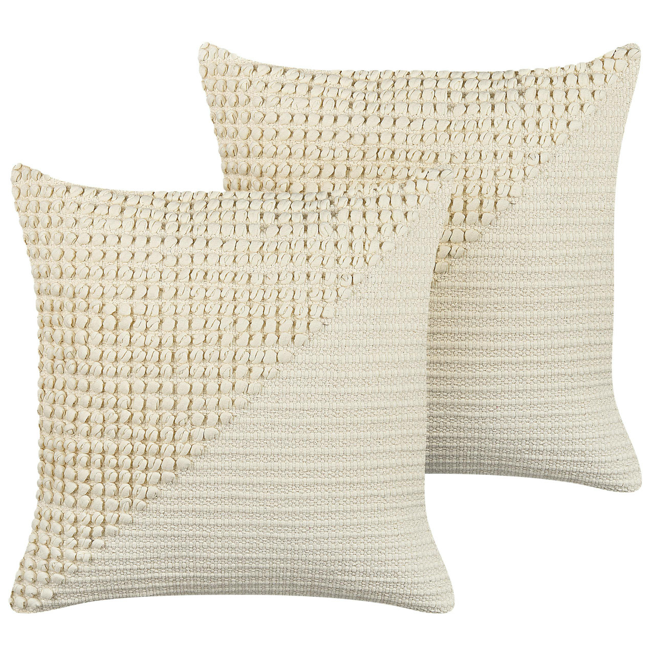 Conjunto de 2 almofadas decorativas PELLAEA Algodão 45 x 45 cm Creme claro Padrão geométrico