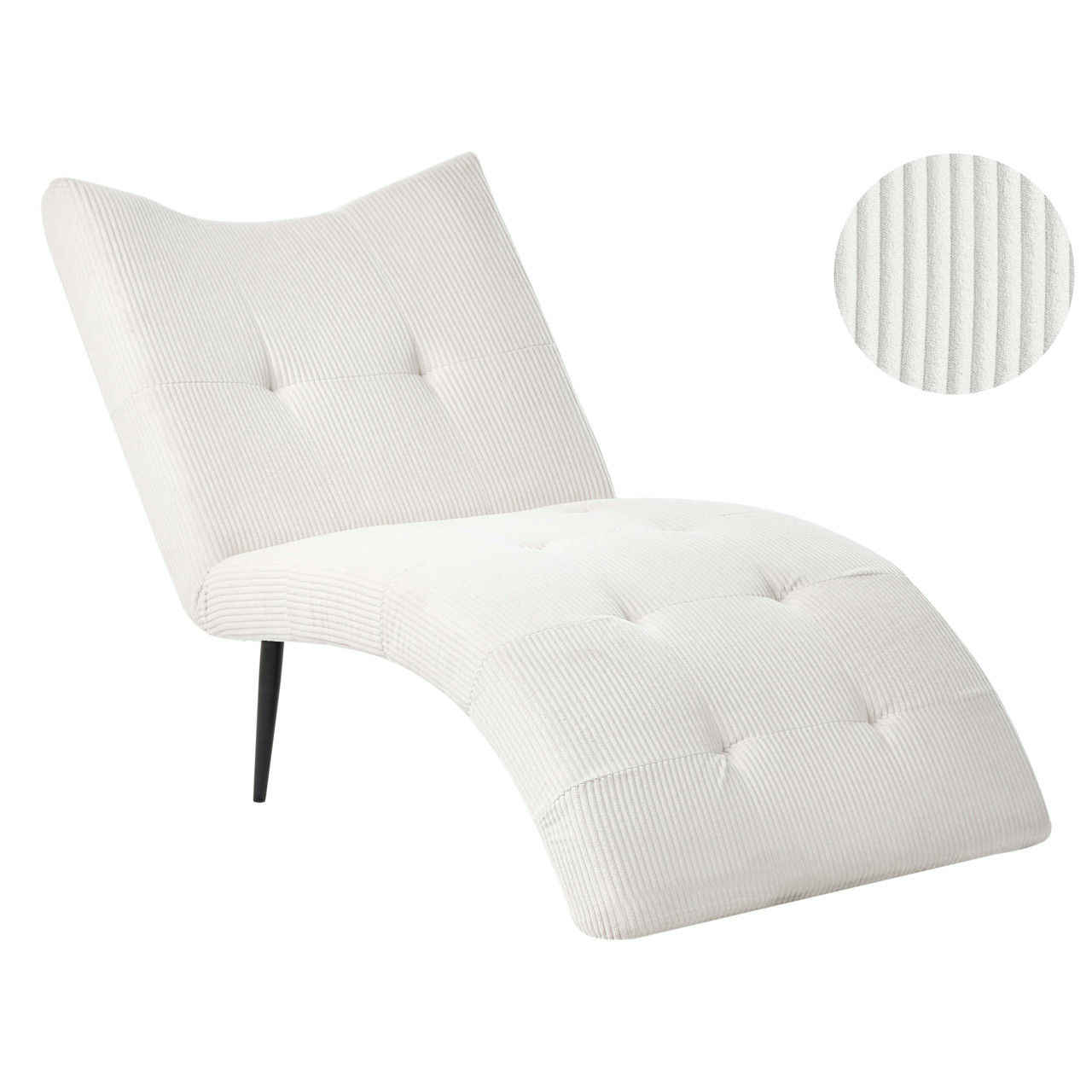 Chaise longue BELIANI Quilly de Bombazine Branco 83x153x97