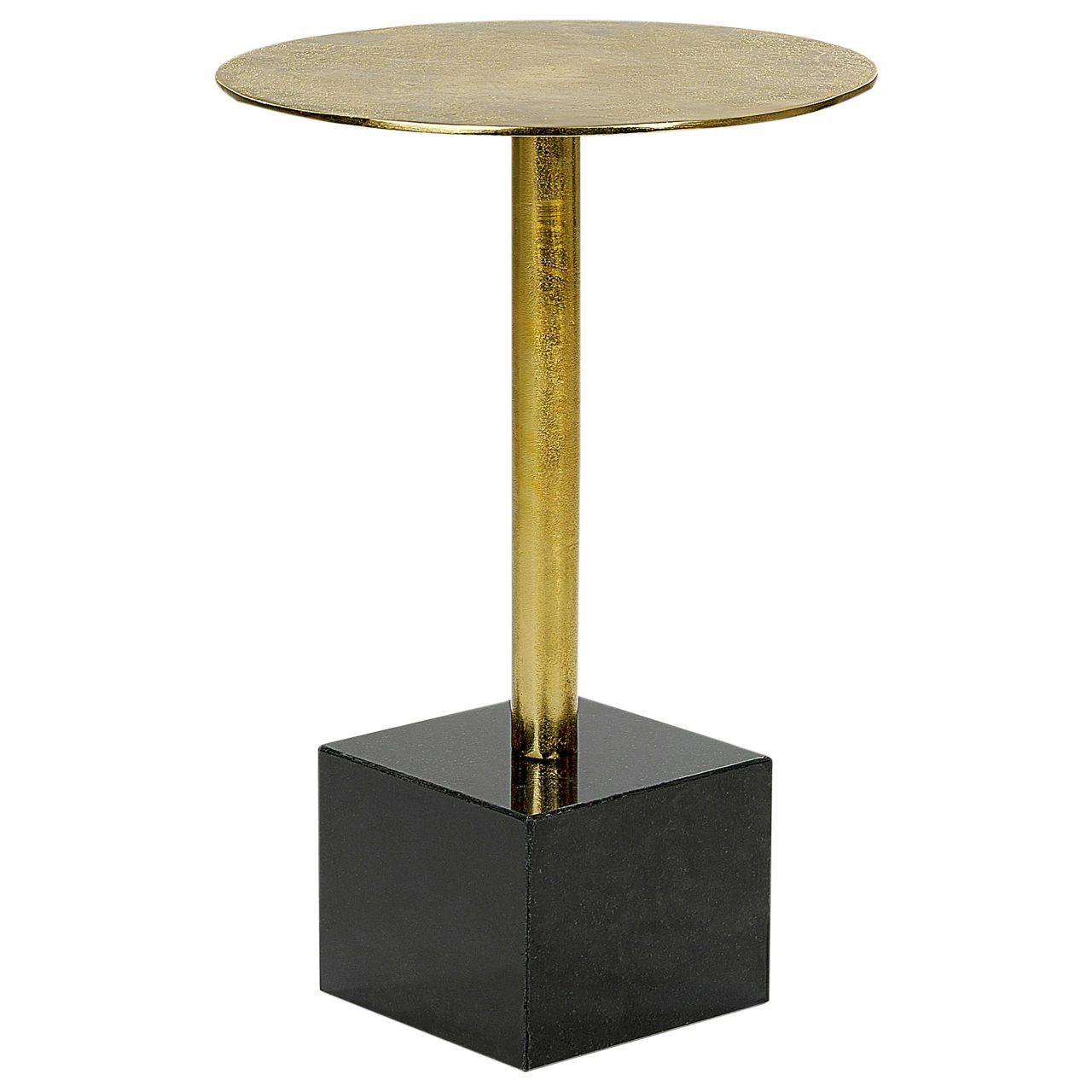 Mesa de apoio Colibri alumínio e mármore dourado