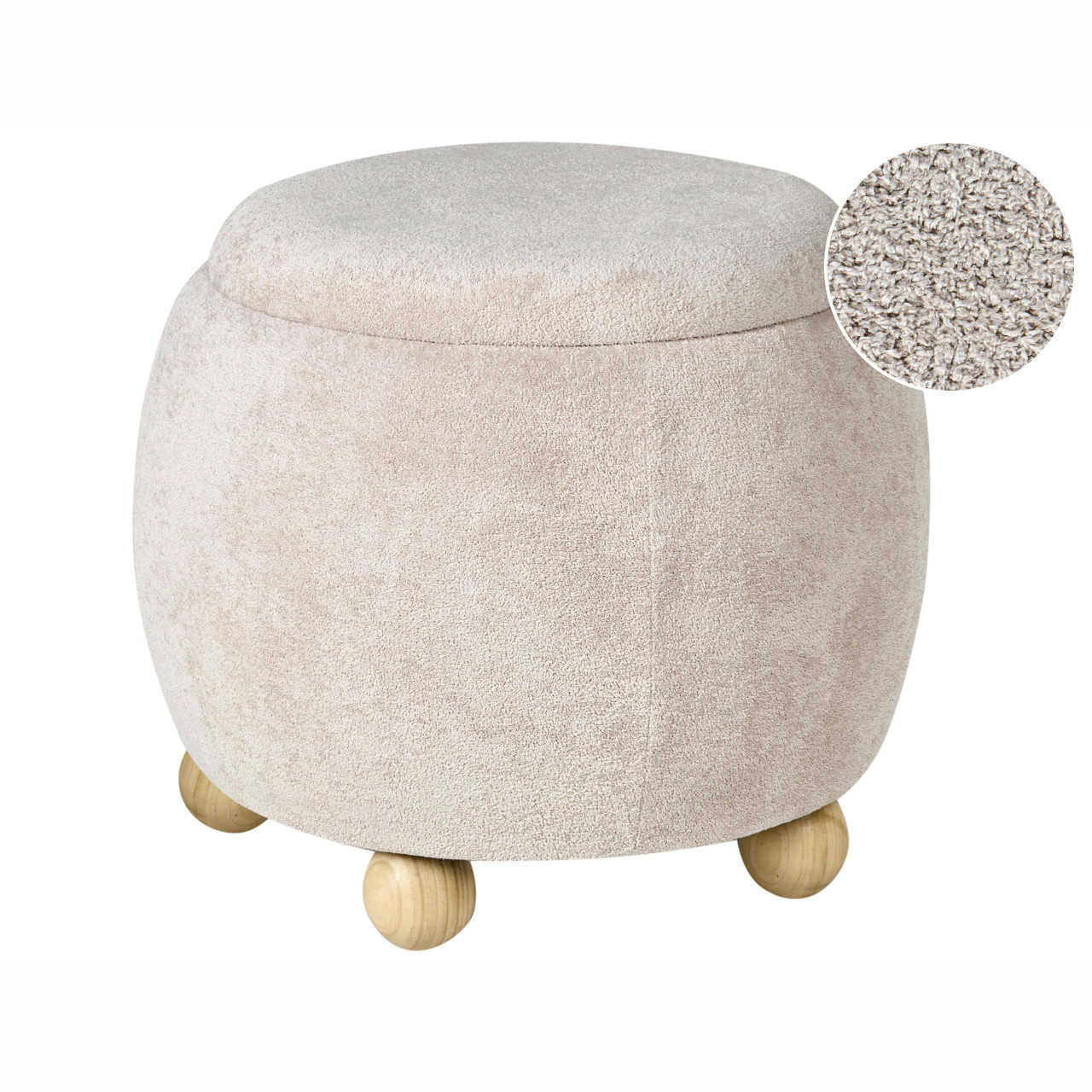 Pufe com arrumação ANNABELLA Bouclé Creme claro
