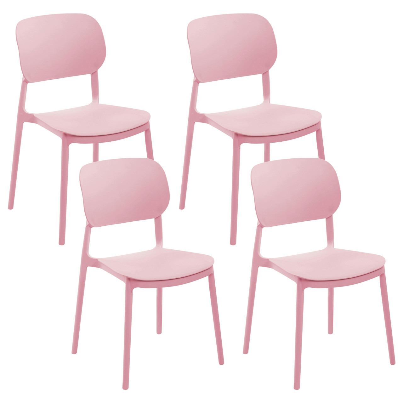 Conjunto de 4 cadeiras de jardim BELIANI Tupiza de Polipropileno Rosa 47x48x82