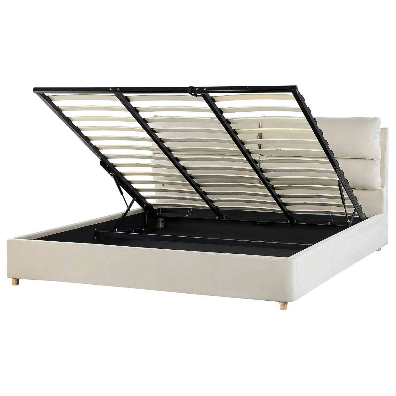 Cama com arrumação Batilly em terciopelo bege