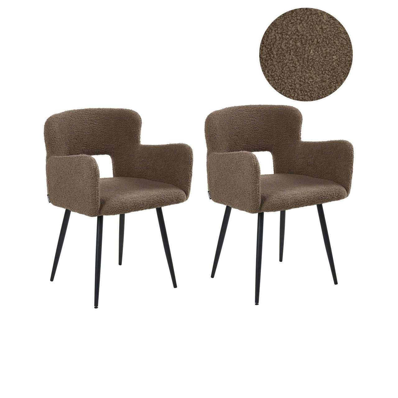 Conjunto de 2 cadeiras de jantar SANILAC Bouclé Castanho