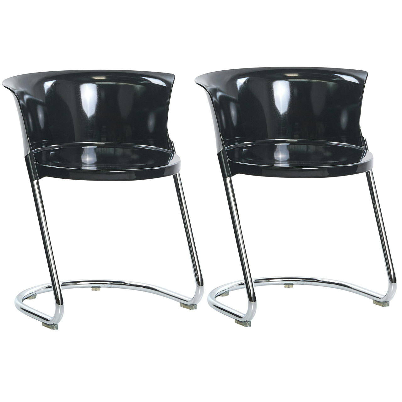 Cadeiras modernas para sala de jantar com pernas de metal BELIANI Oshkosh de Material sintético Preto 47x50x63