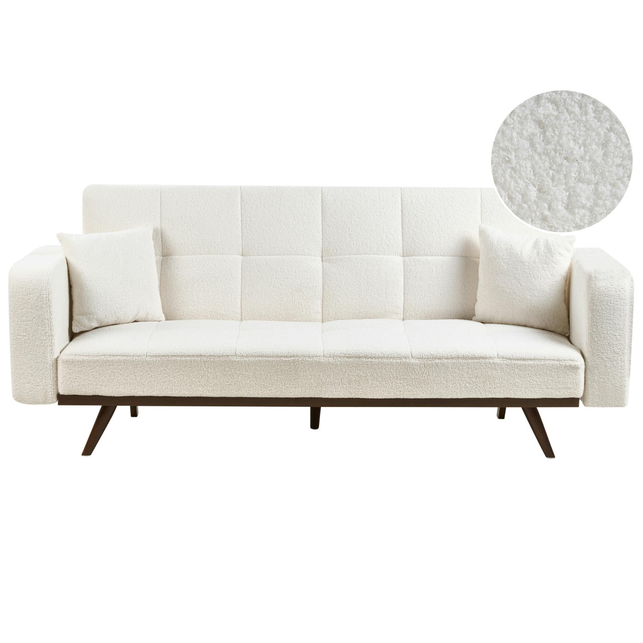 Sofá-cama 3 lugares HJULBY Bouclé Branco creme
