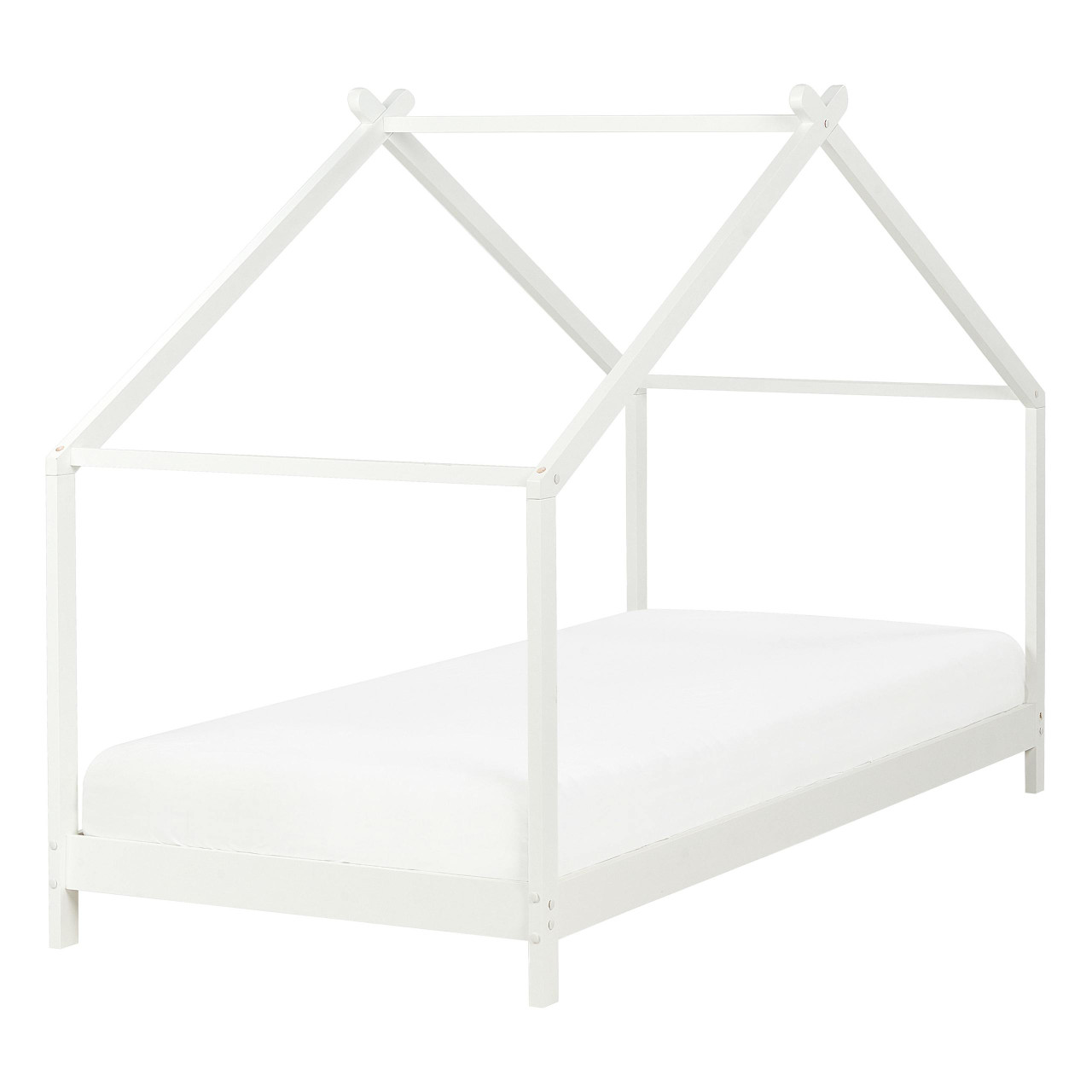 Cama infantil em forma de casa Orlu em pinho pintado branco