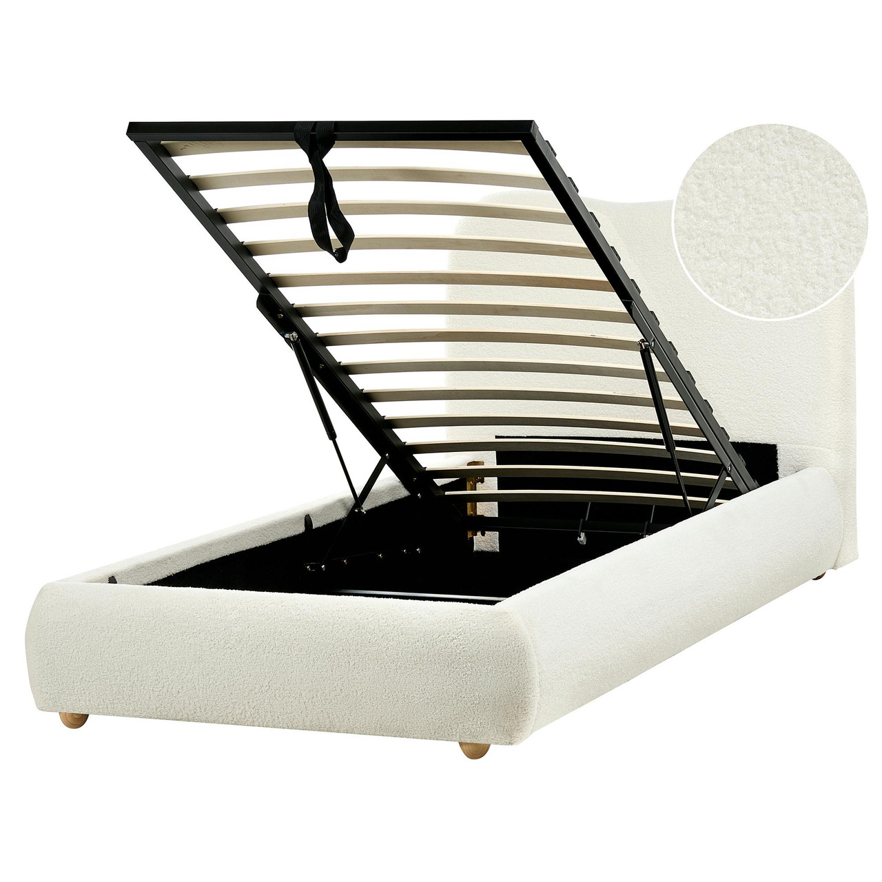 Sommier com arrumação Bouclé BLAGNAC 90 x 200 cm Branco creme