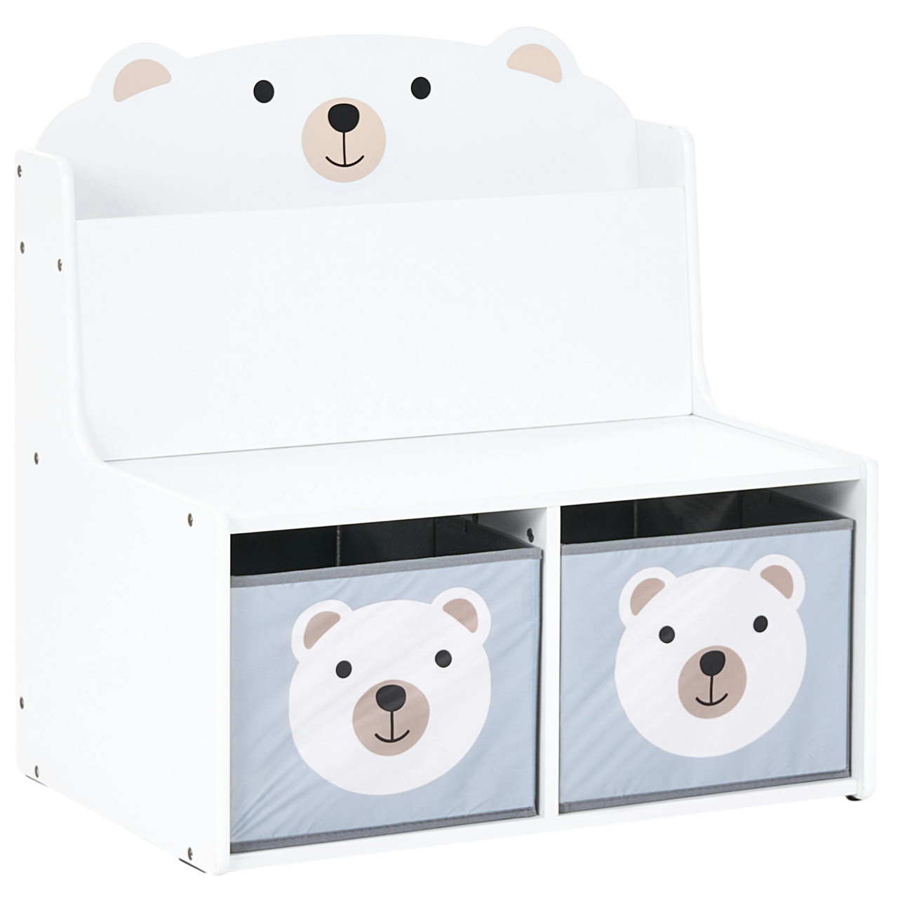 Banco de arrumação infantil com motivo de animal BELIANI Mimili de MDF Branco 60x42x62