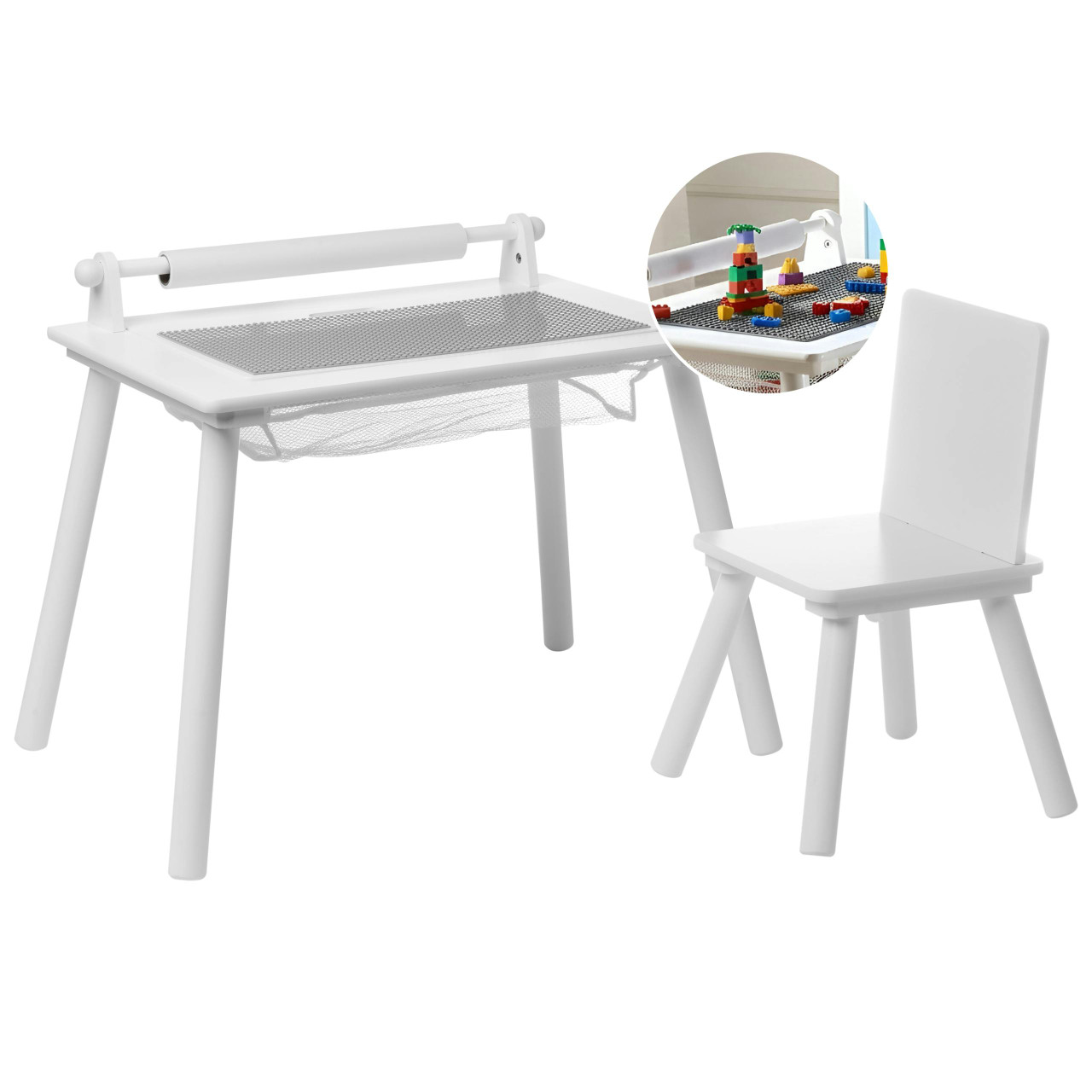 Conjunto de mesa e cadeira para crianças MOONTA Branco