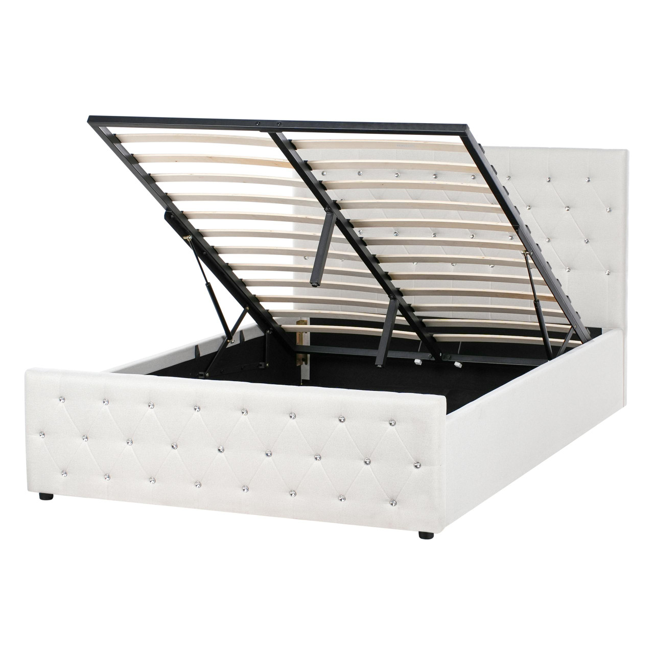 Sommier com arrumação Tecido AMIENS 140 x 200 cm Creme