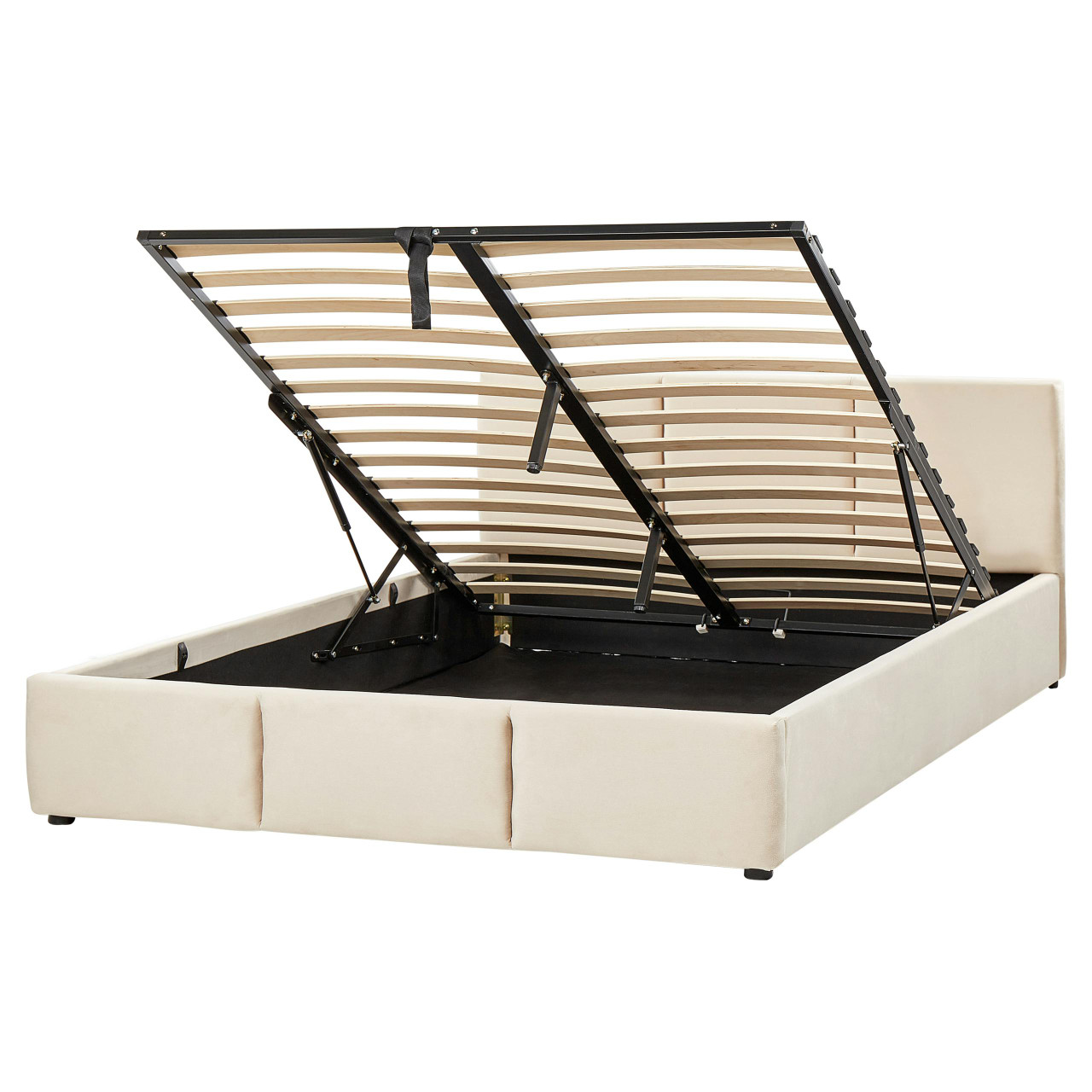 Cama baú estofada Bousse veludo creme