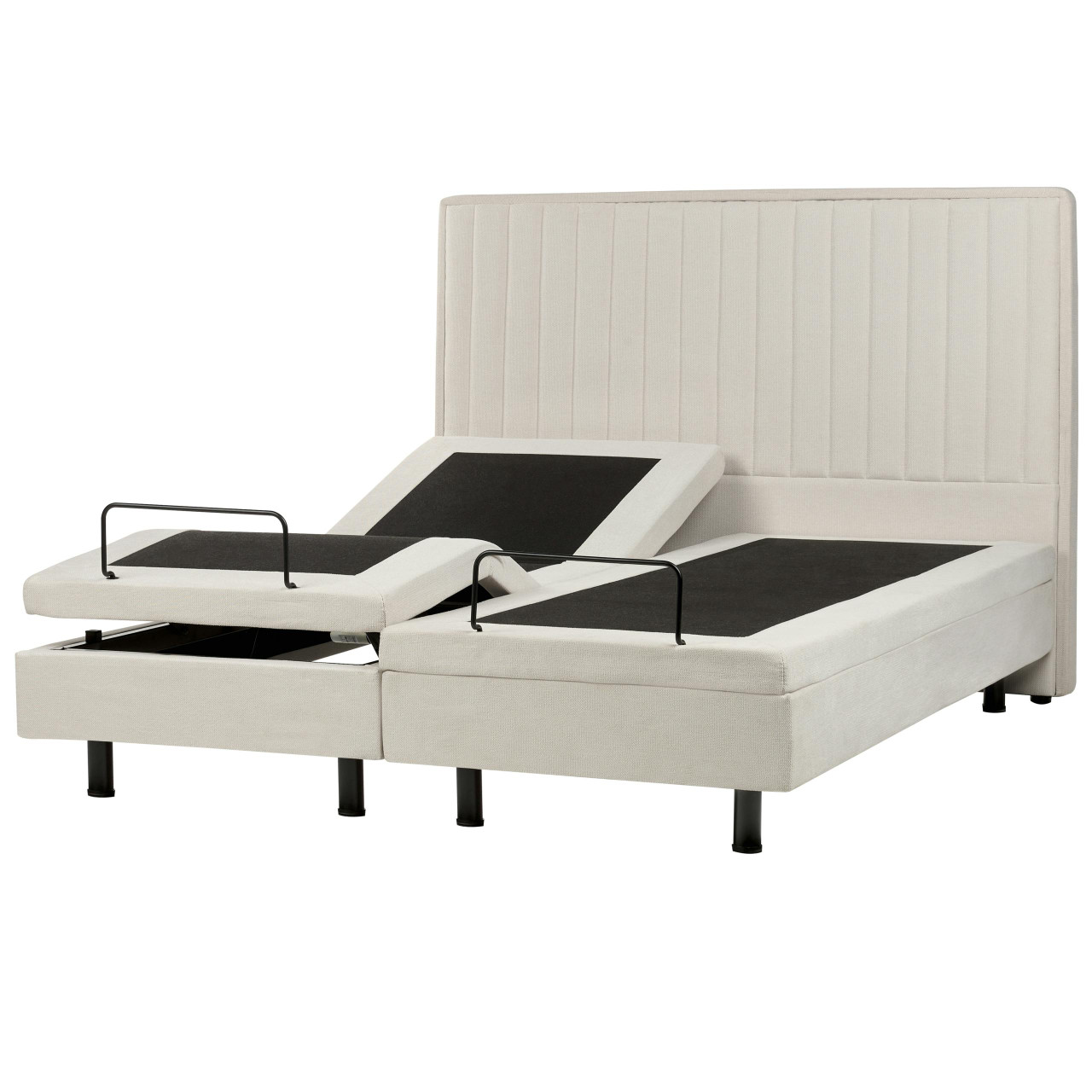 Cama Ajustable Beliani Duke Ii De Tela Beige 160x216x120