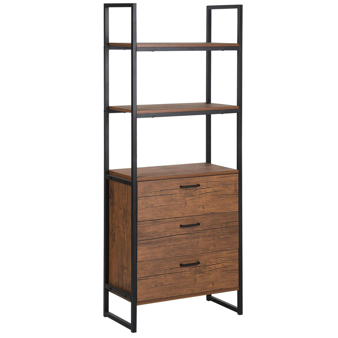 Estante Tifton MDF e Aço cor madeira escura