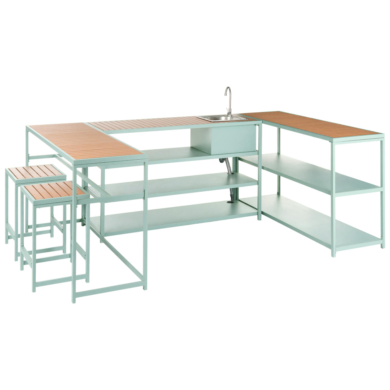 Cozinha de jardim BELIANI Avetrana de Aço Verde 150x50x116