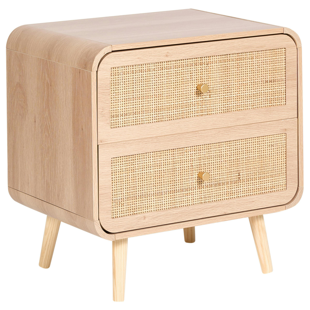 Mesa de cabeceira com 2 gavetas BELIANI Scone de Aglomerado de madeira Castanho 55x38x56