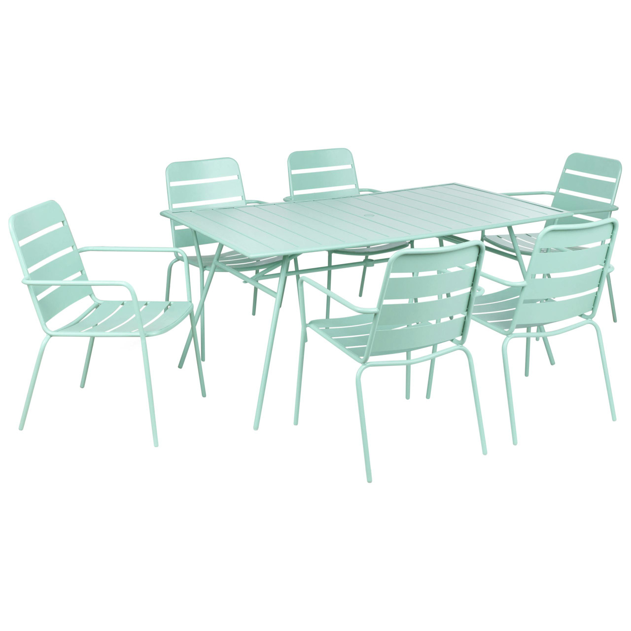 Conjunto de refeição com cadeiras BELIANI Terenzo de Ferro Verde 160x90x74