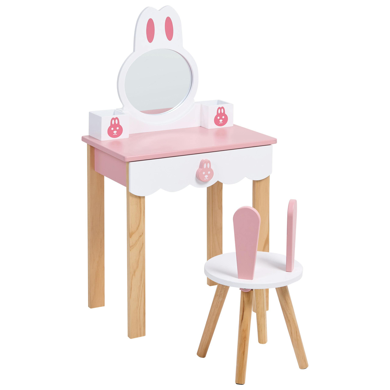 Mesa de toucador para crianças com cadeira LENAH Rosa