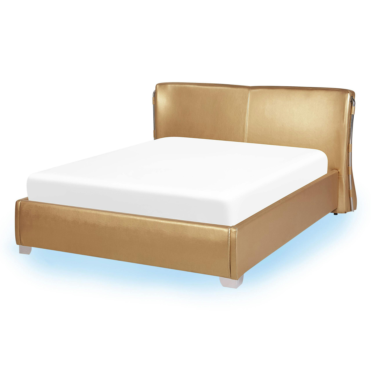 Cama com LED Pele PARIS 140 x 200 cm LED Dourado