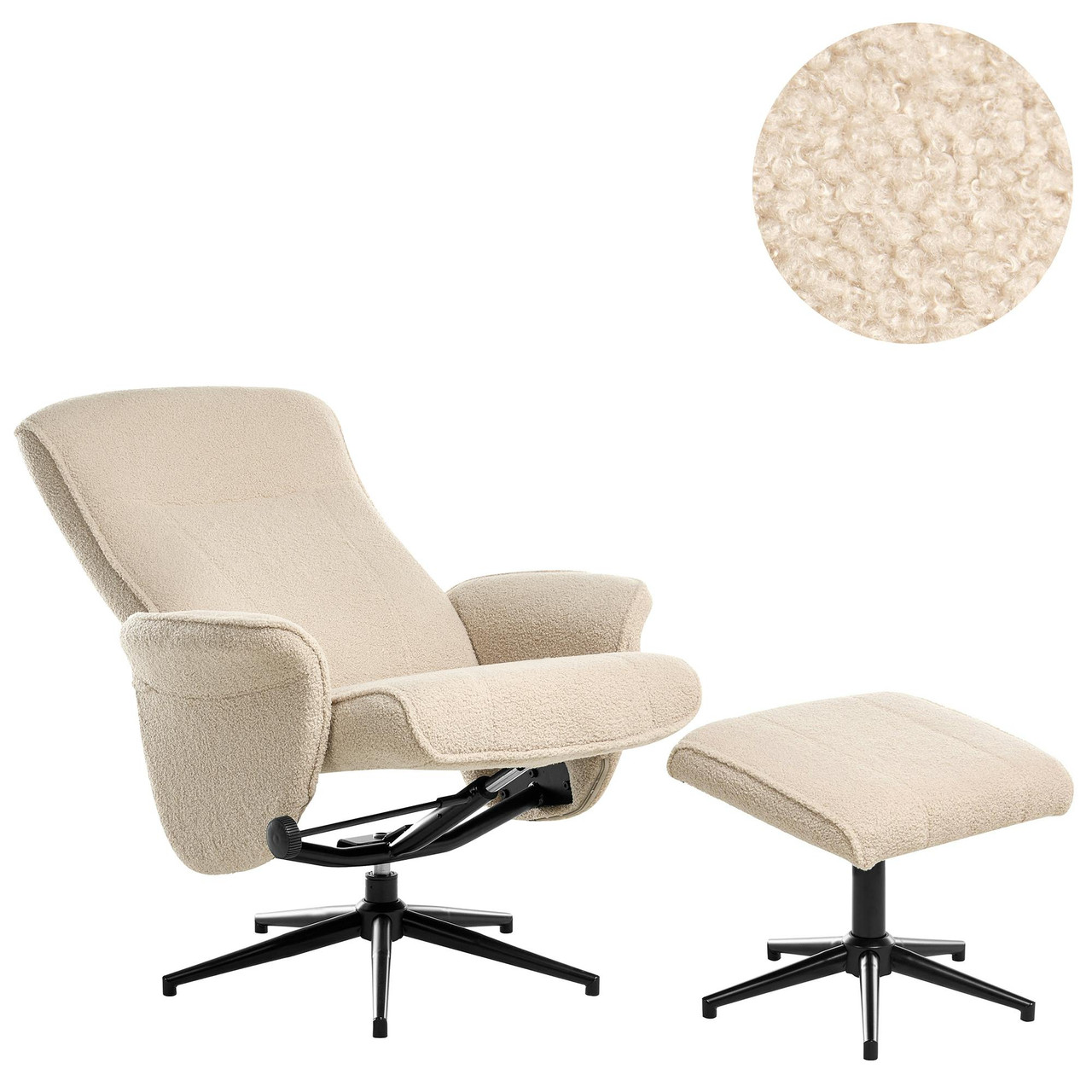Cadeira reclinável JAPET Bouclé Creme