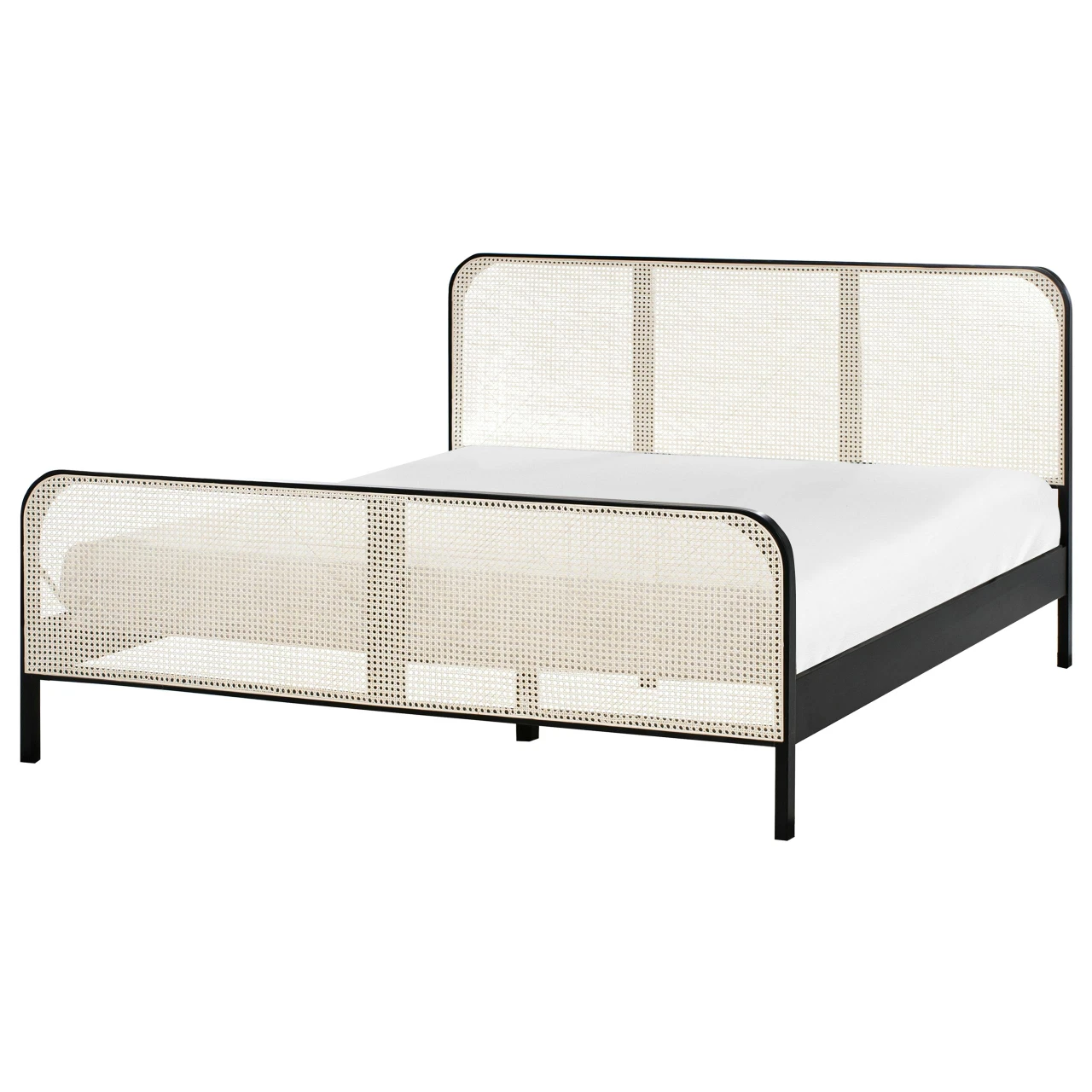 Cama Gonfaron em madeira de pinho com rattan trançado - 610558