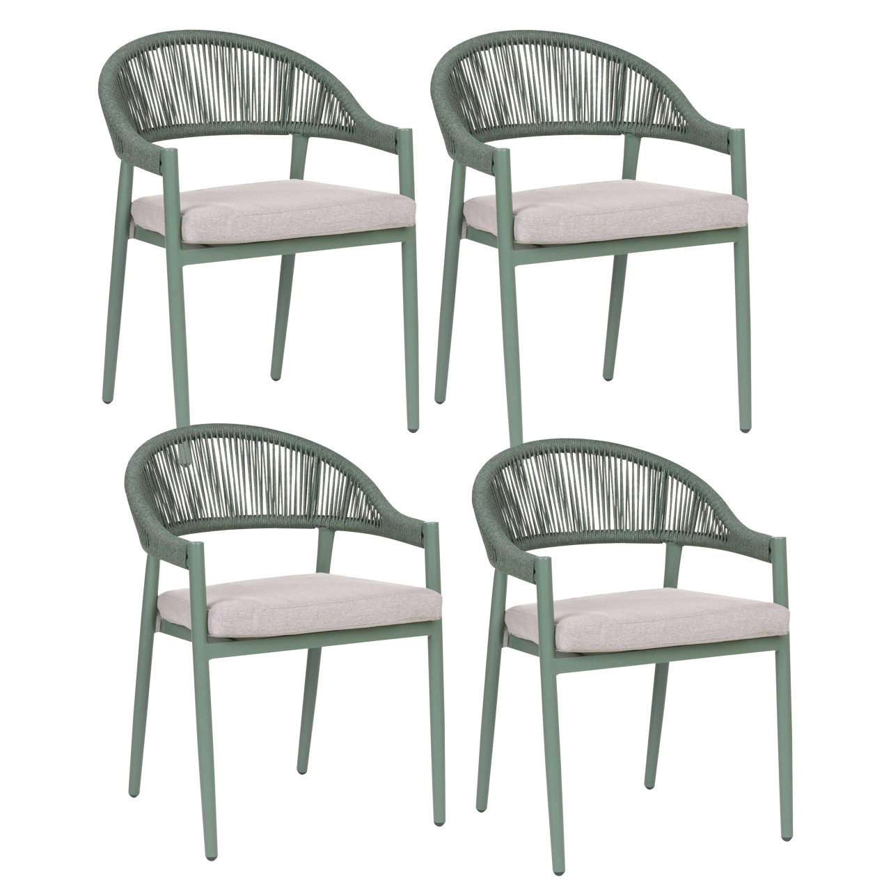 Conjunto de 4 cadeiras de jardim com almofadas BELIANI Ormea de Alumínio Verde 56x54x80