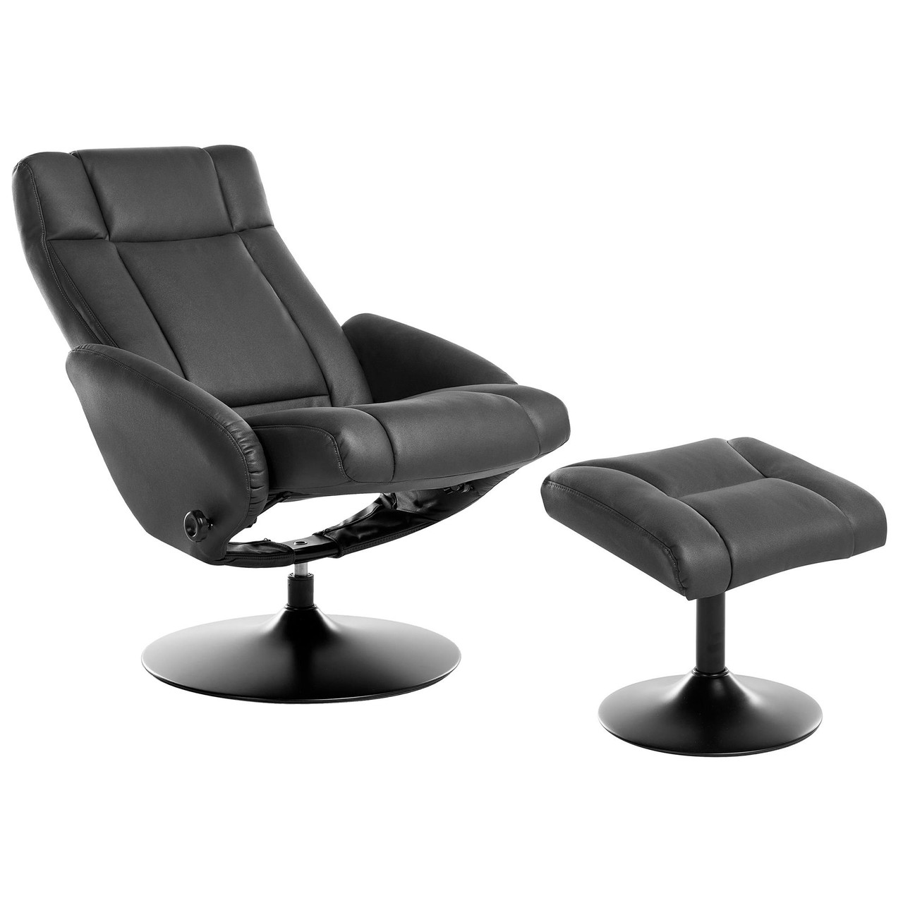 Sillón Reclinable Beliani Apate De Piel Vegana Ecológica Negro 71x75x94
